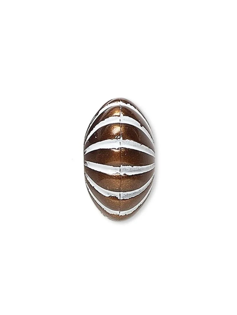 Vintage 80s Bronze White Lines 14X8 Corrugated Rondelle Acrylic Beads 10 pcs